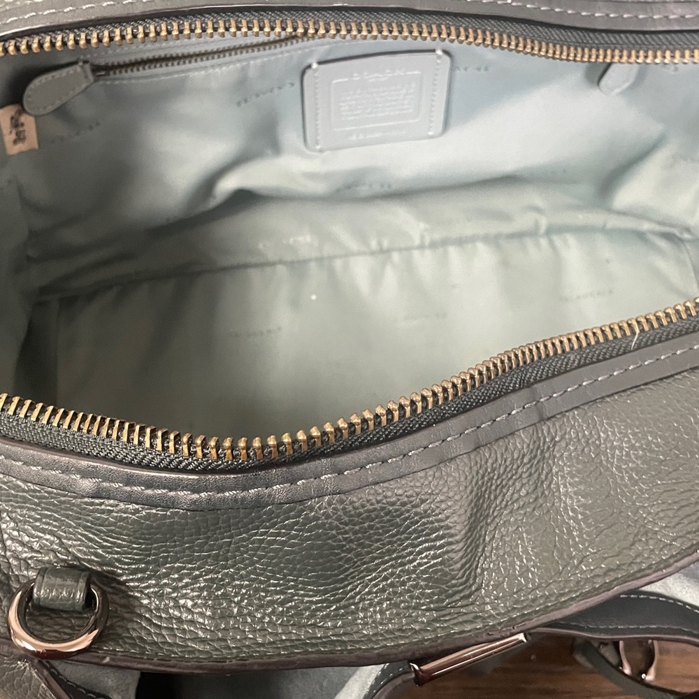 Coach Dark Teal Leather Satchel - Picture 8 of 16